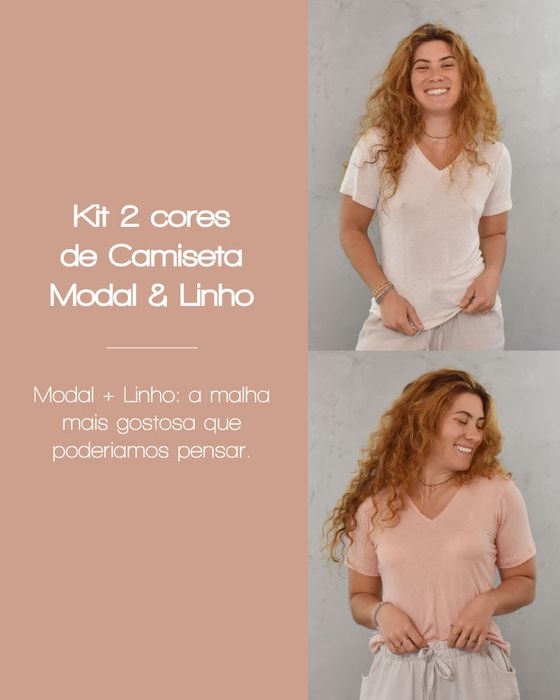 Kit 2 Camisetas Modal & Linho