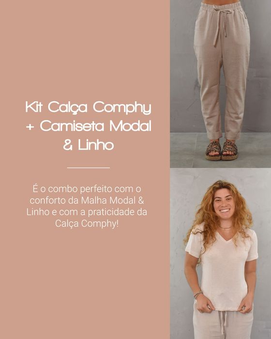 Kit Calça Comphy + Camiseta Modal & Linho